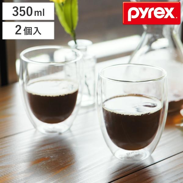 ダブルウォール グラス 2個入り 350ml Pyrex パイレックス コップ タンブラー 耐熱ガラス ダブルウォールグラス 耐熱 カップ マグ 湯呑み ペア 二重構造 リビングート Paypayモール店 通販 Paypayモール