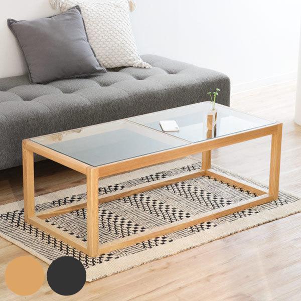 ブラウン ガラス天板 センターテーブル 110cm livingut_359636