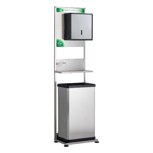 サイズ/約幅43.1×奥行28.1×高さ147.9cm※高さはアジャスター含む重量/約10.2kg容量/ゴミ箱：約42L内容量/本体：1台ペーパータオルホルダー、ゴミ箱：各1個付属シール2種付材質/本体：ステンレスペーパータオルホルダー：ス...