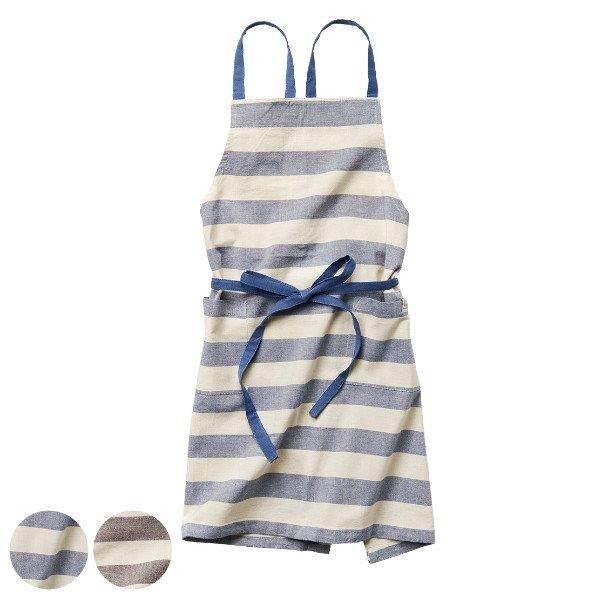 エプロン ボーダー柄 アンバー 綿100％ （ キッチンエプロン 台所