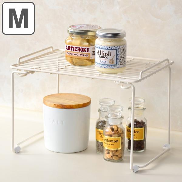 サイズ/約幅29×奥行20×高さ18.5cm重量/約420g内容量/1台材質/本体・脚部：鉄（粉体塗装）脚ゴム：シリコーンゴム生産国/中国製スタッキング/可能耐荷重/2kg●シンク周りの見せ収納やシンク下などの整理整頓に便利な収納棚Mです。...