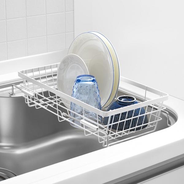 サイズ/約幅42.5×奥行20.5×高さ9.8cmシンクイン：幅42.5〜57cmシンクオン：幅39.5〜57cm内容量/1個材質/本体：鉄（亜鉛メッキ＋粉体塗装）スライド（アーム）部：ステンレス鋼すべり止め・キャップ：シリコーンゴム生産国...