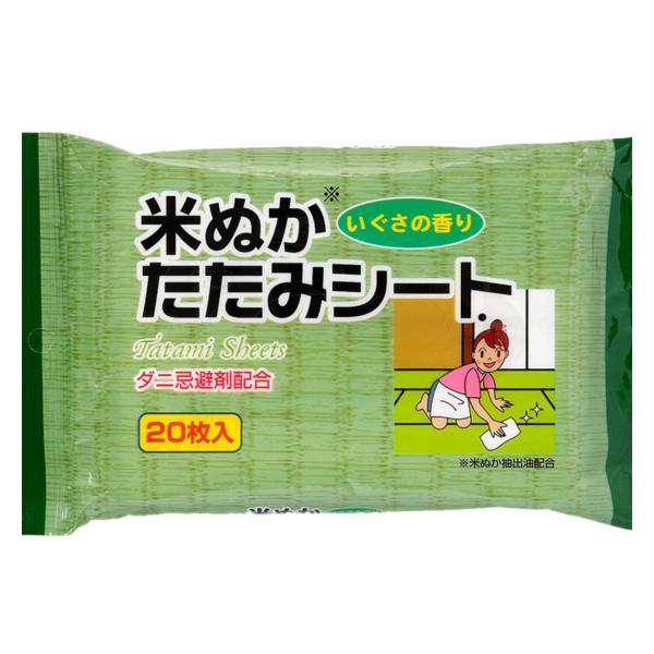 サイズ/約横30×縦20cm重量/約160g内容量/20枚材質/シート：レーヨン、ポリエステル成分：水、米ぬか油、BG、エチルアルコール、保湿剤、防腐剤、香料生産国/日本製●畳用お掃除シート20枚入りです。●米ぬかに含まれる油分を配合し、畳...