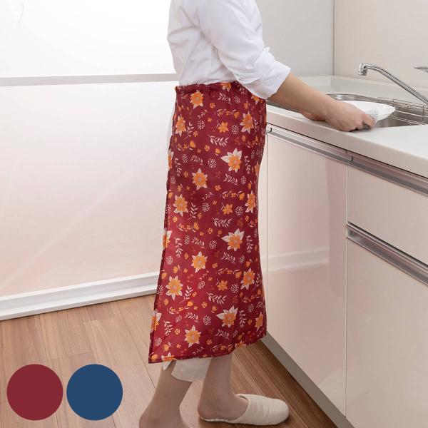 サンコー エプロン 花柄 らくらくワンタッチエプロン 小花 （ 日本製