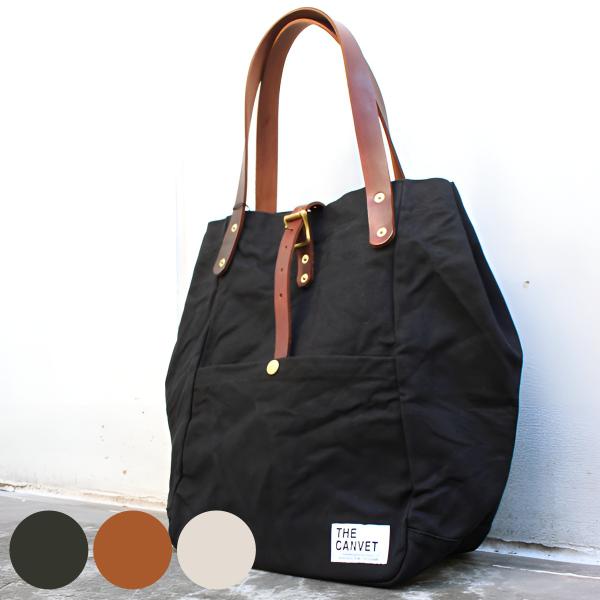 THE CANVET ウィークエンダーバッグ （ トートバッグ ハンドバッグ 手提げバック レディース メンズ おしゃれ 大人 帆布 本革 大容量 鞄 かばん 肩掛け ポケット付き マチ付き 日本製 軽量 革 綿 ハンドメイド 内ポケット A4 ） livingut_431266