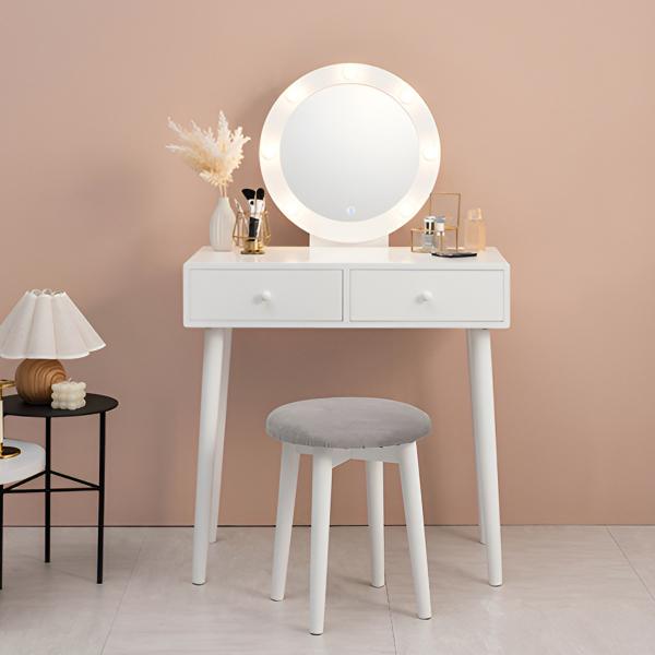 【張替え未使用品】昭和鏡台丸スツール livingut_434175