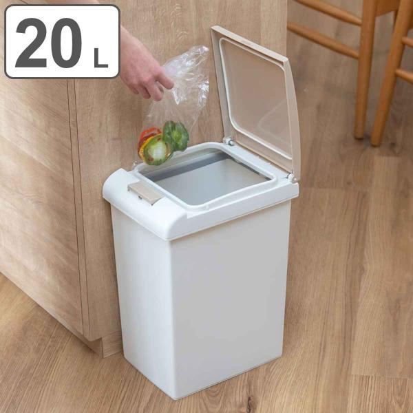 サイズ/約幅22.4×奥行30.6×高さ42cmふたを開けた時の高さ：約64.5cm容量/約20L内容量/1個材質/本体：ポリプロピレンパッキン：シリコンゴムカラー/ライトベージュ生産国/日本製●軽くワンプッシュで開閉できるパッキン付きゴミ...