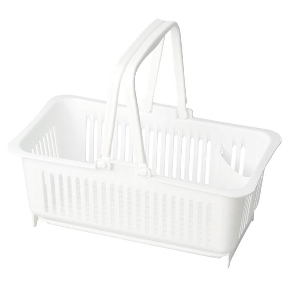 サイズ/約幅40.5×奥行21.5×高さ17cm重量/約606g内容量/1個材質/ポリプロピレン生産国/日本製耐熱温度/100度●スライド式トレーでお手入れラクラクの取っ手付き水切りカゴです。●角に仕切り付きでお箸やカトラリーを立てて収納で...