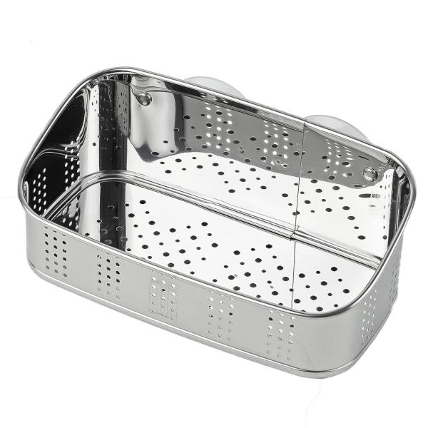 サイズ/約幅18×奥行10×高さ7cm（吸着盤含まず）重量/約200g内容量/1個材質/本体：ステンレス鋼吸着盤：塩化ビニル生産国/日本製耐荷重/約1kg●吸盤式の、ステンレス製洗剤・スポンジラックです。●強力吸着盤で、ずれ落ちず快適にお使...