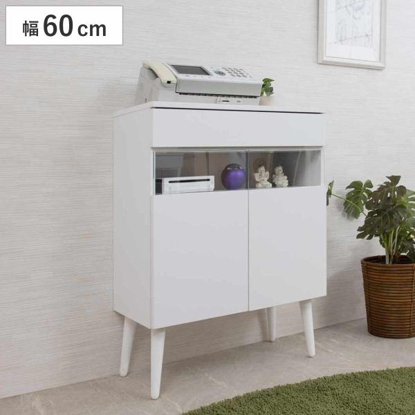 サイズ/約幅60×奥行30×高さ80.5cm重量/約17kg内容量/1台付属品：可動棚板1枚材質/本体：強化プリント紙化粧繊維板脚部：天然木ラバーウッド（水性塗装）強化ガラス生産国/中国製引き出し/1杯天板耐荷重/10kg棚板1枚あたり耐荷...