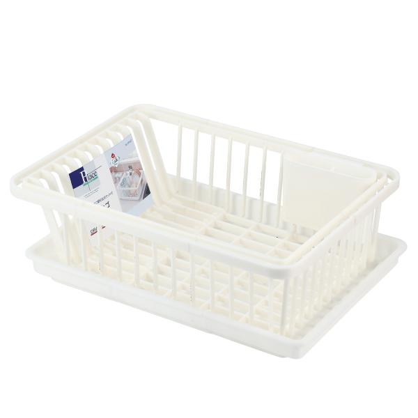 サイズ/幅41.5×奥行30.5×高さ14cm　（水切りポケット含まず）重量/約725g内容量/1個材質/ポリプロピレン生産国/日本製耐熱温度/100度パーツ別耐熱温度/トレー:90度●シンプルな水切りかごです。●カトラリーなどに便利なポケ...