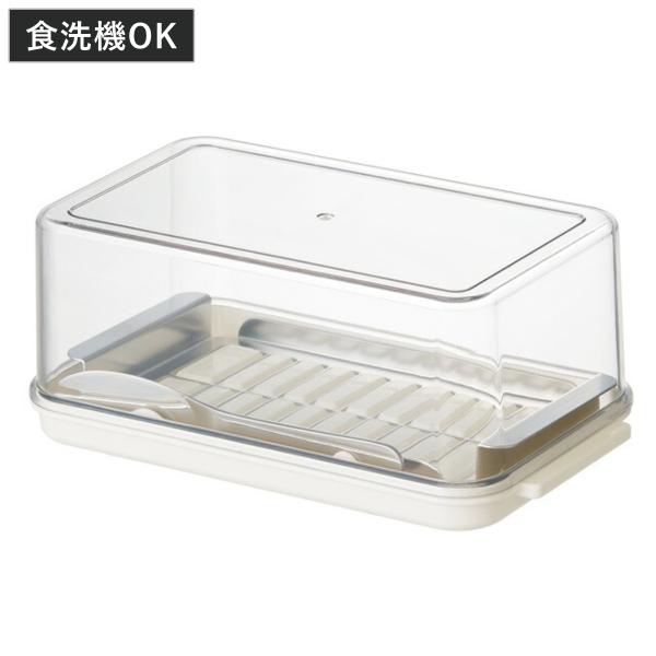 サイズ/約幅 19cm×奥行10.7cm×高さ7.7cm使用可能バターサイズ：幅12.6cm×奥行6.6cm×高さ6.2cmまでがまるごと入ります。内容量/1個材質/フタ：AS樹脂本体：ポリプロピレンカッター・ナイフ：ステンレス鋼生産国/日...