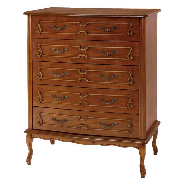 Fiore アンティーク風 5段引出し チェスト