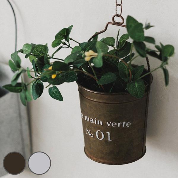 サイズ/約幅10×奥行9.5×高さ51cm（高さはチェーンを含む）内容量/1個材質/アイアン、ブリキ種類/アイアン、ホワイト生産国/中国製●植物と相性が良いアンティーク調のインテリアポットです。●ドライフラワーやフェイクグリーンを飾って、ア...