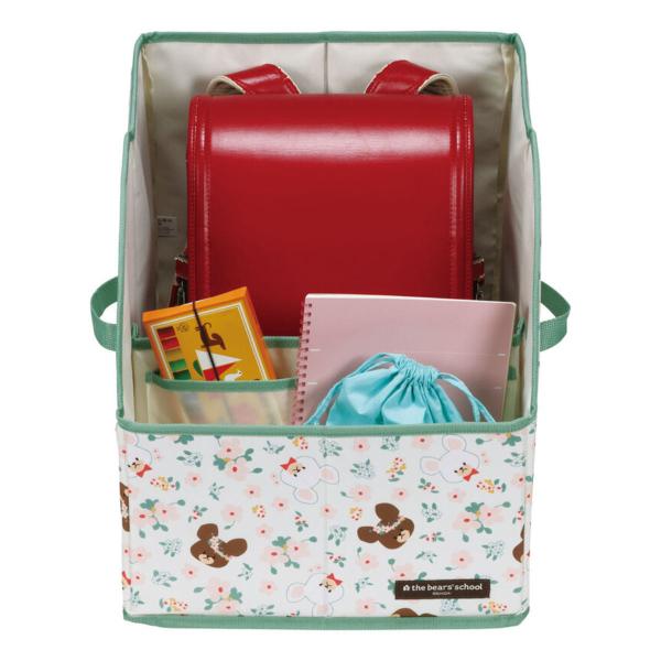 サイズ/約幅34×奥行38×高さ39cm内容量/1個材質/本体・仕切り：ポリエステルパイピング：ポリプロピレン中材：紙板生産国/中国製●ランドセルや学校の持ち物をスッキリ整頓できます。●取り外し可能な仕切付きです。●目かくしやケース内のホコ...