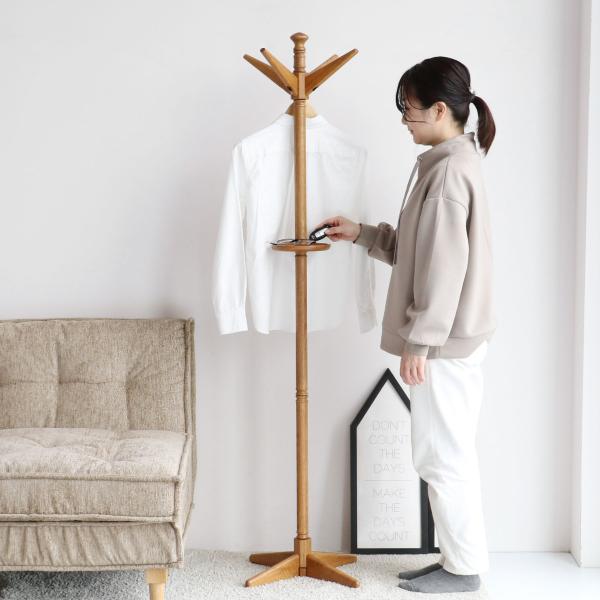 サイズ/約幅47×奥行47×高さ165cm重量/約2.65kg内容量/1台材質/天然木(オーク材)ラッカー塗装生産国/ベトナム製耐荷重/各フック：3kg棚板1枚あたり耐荷重/約1kg組立状態/お客様組立品梱包サイズ/幅52×奥行19×高さ1...