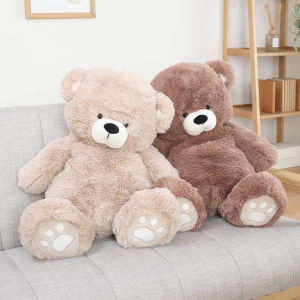 サイズ/約幅45×奥行48×高さ50〜70cm座高 50cm重量/約800g内容量/1個種類/ベージュ、ブラウン●思わずぎゅっとしたくなる、ふわふわな手触りのくまのぬいぐるみです。●ひざのうえで抱っこできる大きめサイズです。●お部屋にちょこ...