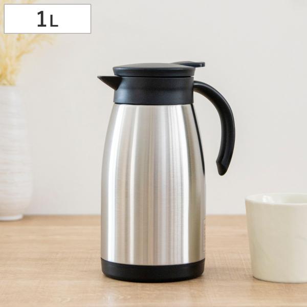 サイズ/約幅14.5×奥行11×高さ22.5cm重量/約510g容量/約1L内容量/1個材質/本体内側：18-8ステンレス鋼本体外側：ステンレス鋼口がね・ハンドル・ふた栓：ポリプロピレン開閉レバー：ABS樹脂パッキン：シリコーンゴム生産国/...