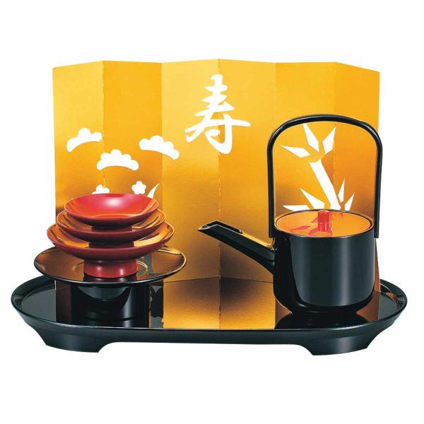 屠蘇器 小判屠蘇器セット 寿 （ 日本製 酒 とそき おとそ 銚子 盃 お盆 ）