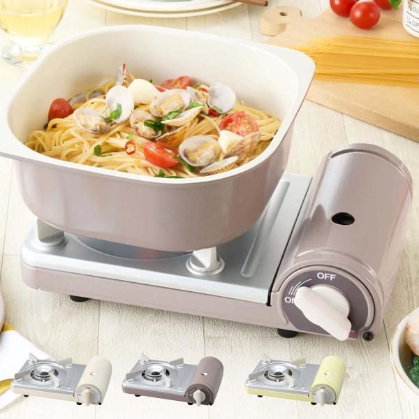 サイズ/約幅27.9×奥行18.5×高さ8.5cm重量/約1kg内容量/1台材質/本体：鋼板（粉体塗装）トッププレート：鋼板（耐熱塗装）ごとく・バーナー：耐熱アルミダイカスト点火つまみ：ABS樹脂種類/ホワイト、イエロー、モカ生産国/日本製...