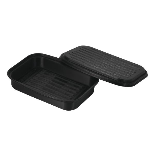 グリルプレート 21×14cm 蓋付き バーニスタ 鉄製 （ 調理トレー グリル用 魚焼きグリルプレート トースターパン オーブントレイ ）