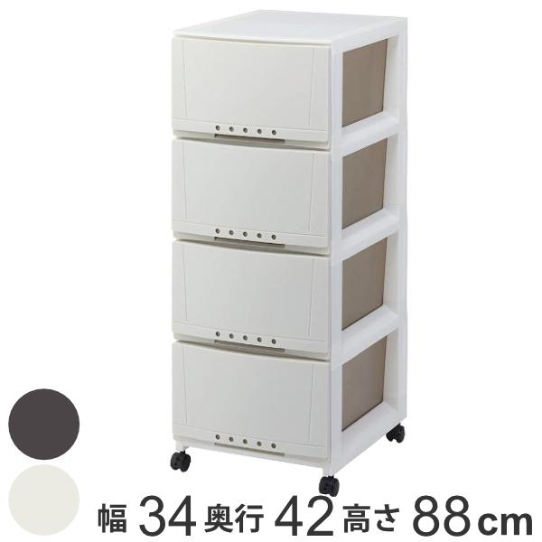 天馬 リビングチェスト ルームケース 4段 幅34cm キャスター付き 日本