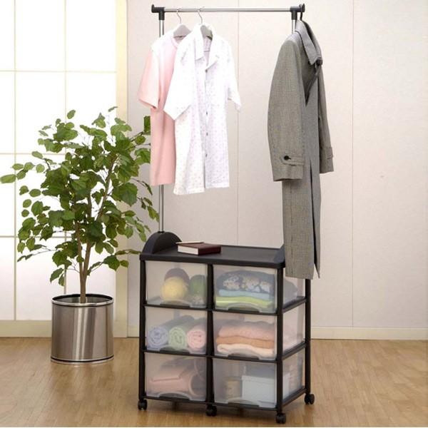 パイプハンガー 衣装ケース ハンガーボックス 6W型 キャスター付