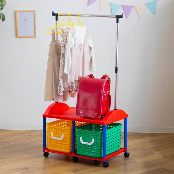 サイズ/約幅66×奥行44.5×高さ125cmバスケットの内寸：約幅22×奥行37×高さ22.8cmパイプハンガー部分の高さ：84cmパイプ直径：22mm内容量/1台材質/ポリプロピレン、ステンレス生産国/日本製キャスター/付き耐荷重/パイ...