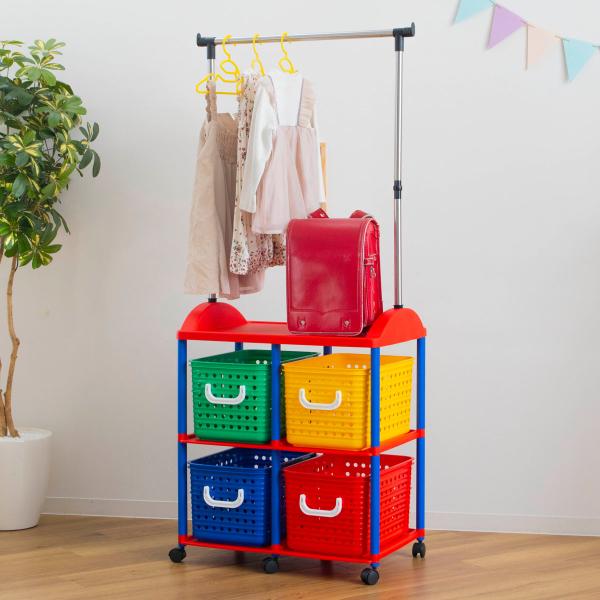 サイズ/約幅66×奥行44.5×高さ154.5cmバスケットの内寸：約幅22×奥行37×高さ22.8cmパイプハンガー部分の高さ：84cmパイプ直径：22mm内容量/1台材質/ポリプロピレン、ステンレス生産国/日本製キャスター/付き耐荷重/...