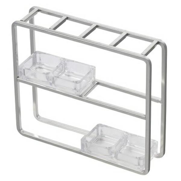 サイズ/約幅11×奥行2.6×高さ9.5cm内容量/1個材質/本体：ステンレス鋼線トレー：AS樹脂保護シート：CR（クロロプレンゴム）生産国/中国製●洗面所をすっきり整える、スタイリッシュな角ワイヤーの歯ブラシスタンドです。●奥行き約2.6...