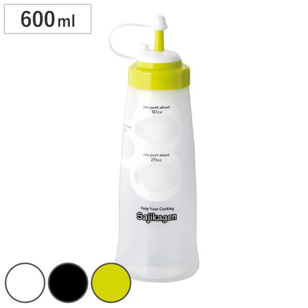 サイズ/約高さ24cm直径：約8cm容量/約600ml内容量/1個種類/ホワイト、ブラック、ライムグリーン●ワンプッシュで必要な量を注げる、便利な調味料容器です。●注ぎすぎを防げるため、調味料の節約や減塩にもつながります。●30cc、25c...