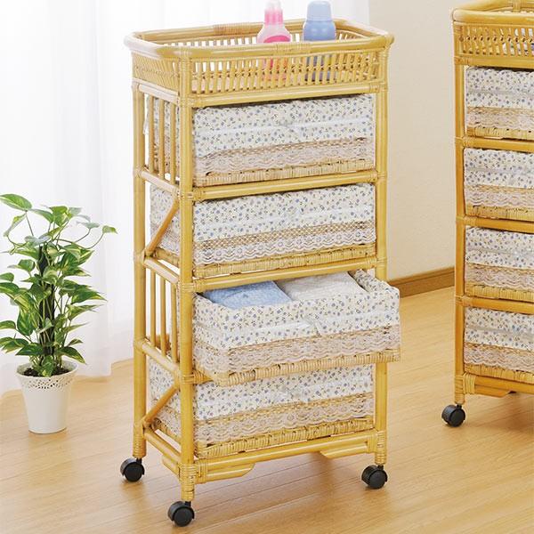 ラタンチェスト 4段 ランドリーチェスト 籐家具 幅55cm : リビングート