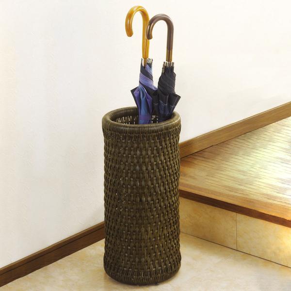 竹とラタンの円柱型傘立て アンブレラスタンド 古家具 古道具 昭和