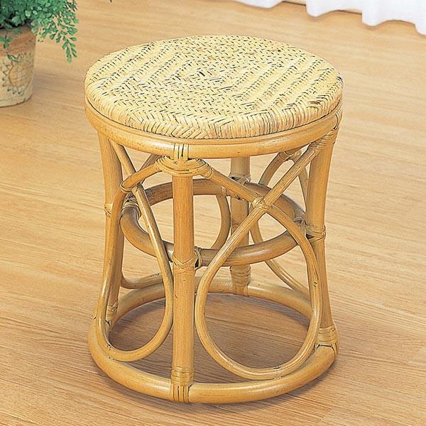 ラタンスツール 円型 籐 座椅子 座面高40cm : リビングート ヤフー店