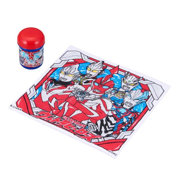 サイズ/約高さ9.1cm直径：約6.3cm内容量/1個材質/本体・蓋：ポリプロプレンおしぼり：綿100％生産国/中国製生産国補足/おしぼりケース：日本製おしぼりタオル：中国製耐熱温度/140度●ウルトラヒーローズの抗菌加工が施されたおしぼり...