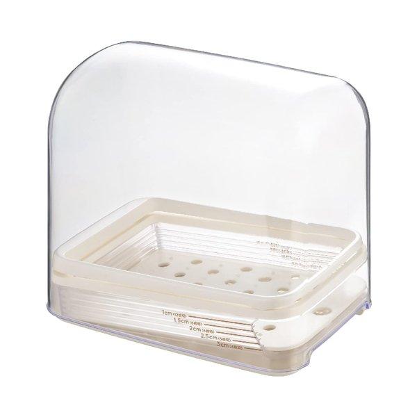 サイズ/約幅16.4×奥行24.2×高さ21.8cm内容量/1個材質/安全ガード：ABS樹脂（耐熱温度：80度、耐冷温度：−30度）ナイフあて：ポリプロピレン（耐熱温度：120度、耐冷温度：−20度）本体枠・フード：スチロール樹脂（耐熱温度...