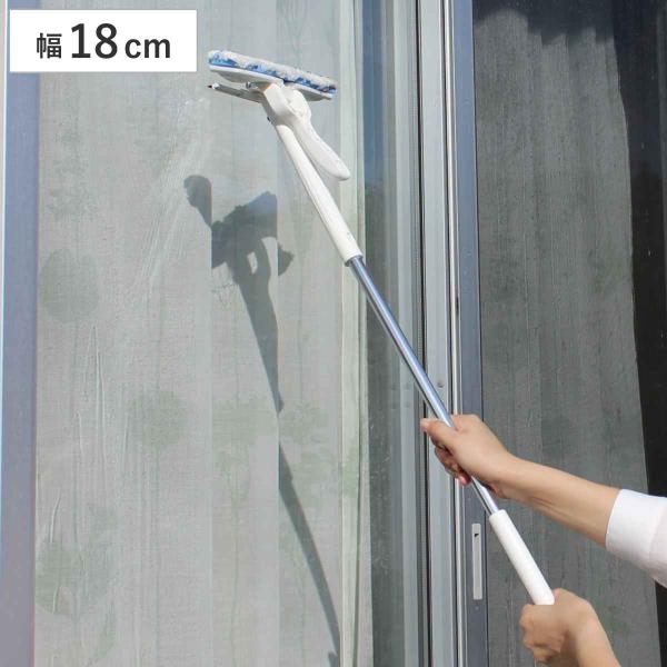 サイズ/約幅19×奥行81×高さ6.9cm拭き幅：約18cm水切り幅：約17cm重量/約247g内容量/1個材質/ヘッド：ポリプロピレンモップ：ポリエステル・ナイロン水切りゴム：シリコーンゴム柄：アルミ生産国/中国製●洗剤を使わず掃除ができ...