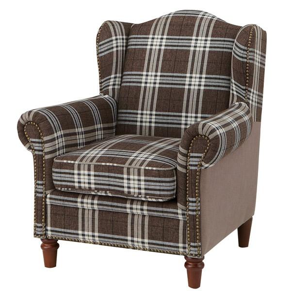 在庫限り 入荷なし ソファ 1人掛け シングルソファ チェック柄 リゼッタ 幅84cm ソファー シングルソファー 一人掛け 鋲打ち リビングート Paypayモール店 通販 Paypayモール