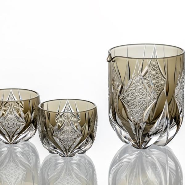 江戸切子 カガミクリスタル KAGAMI CRYSTAL 酒器揃 ＜和樂＞ 木箱入り