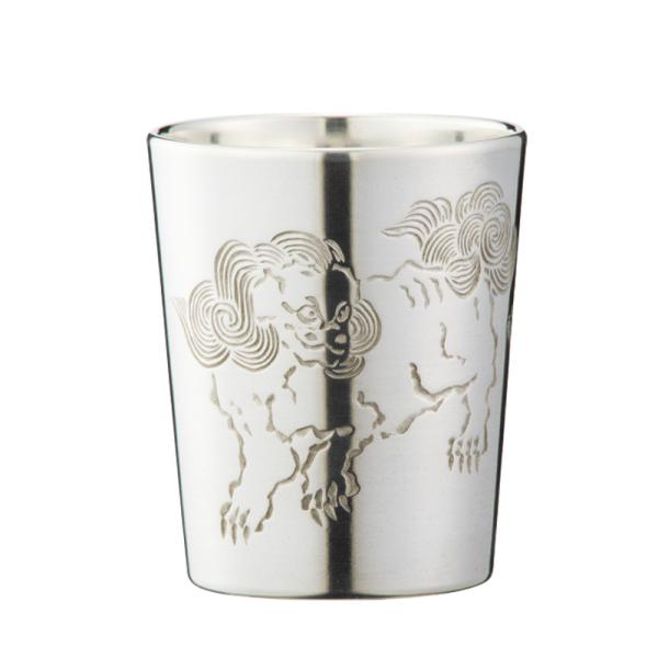 大阪錫器 名入れ可能 和酒器 彫金風 ぐい呑み 獅子 90ml gu-sis 桐