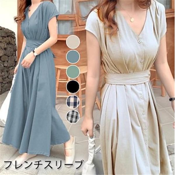 ワンピース 夏 レディース ファッション Vネック キレイめ 着痩せ 半袖 マキシ丈ワンピ ロング丈 フレア Buyee Buyee Japanese Proxy Service Buy From Japan Bot Online