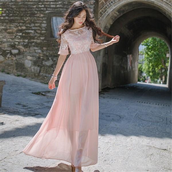ワンピース ワンピ マキシ丈 マキシワンピース レース マキシワンピ 春 シフォン プリーツ着痩せパーティー ドレス 結婚式 O 11 Lizstore 通販 Yahoo ショッピング