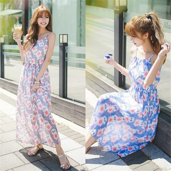 マキシワンピ 一枚で気楽 夏 ノースリーブ マキシワンピース 花柄 ブルーマキシ丈 O 110 Lizstore 通販 Yahoo ショッピング