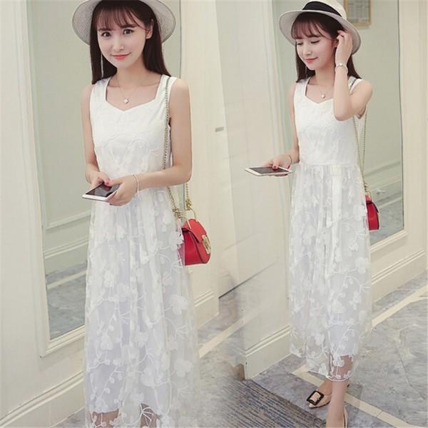 マキシワンピース シフォンワンピース ドレス マキシ丈ワンピース 結婚式 白 ホワイト 春 ロング ノースリーブ マキシワンピ ワンピース レディース O 61 Lizstore 通販 Yahoo ショッピング