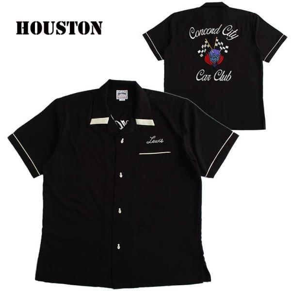 HOUSTON ボーリングシャツ ヒューストン メンズ 半袖 刺繍 : LL