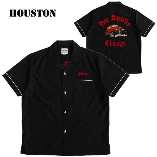 HOUSTON ヒューストン 半袖 ボーリングシャツ メンズ レディース チェーン刺繍