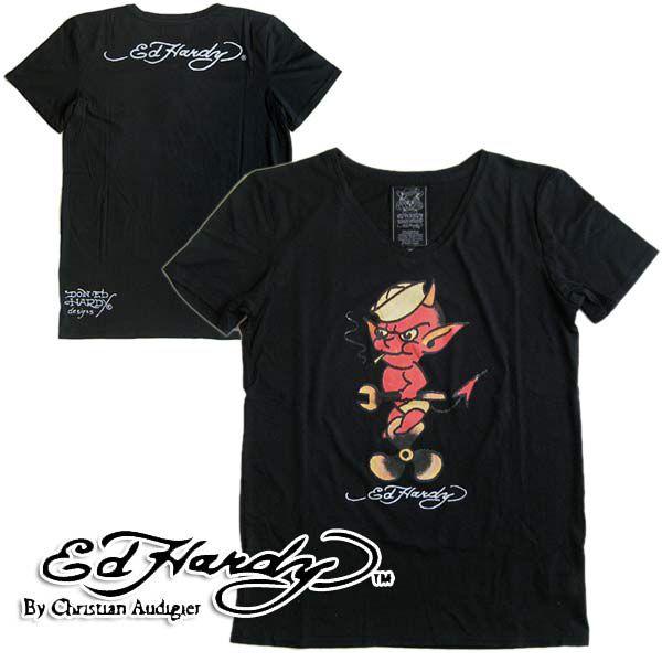 Ed Hardy（エド・ハーディー） Tシャツ メンズ 半袖 Vネック : LL