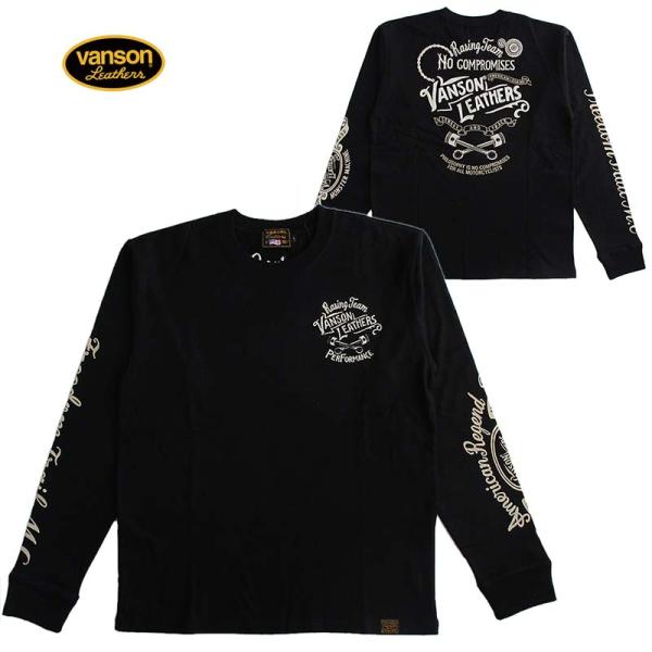 VANSON つなぎ　長袖　半袖　メンズ　XL vanson leathers VANSON（バンソン） メンズ 長袖Tシャツ ロンT チェーン刺繍 : LL