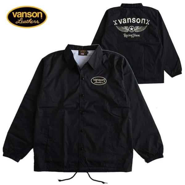 vanson ブラックコーチジャケットLサイズ VANSON バンソン モトブルーズ別注 COACH JACKET コーチ