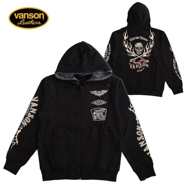 VANSON（バンソン） メンズ ストール付き ZIPパーカー スウェット 刺繍